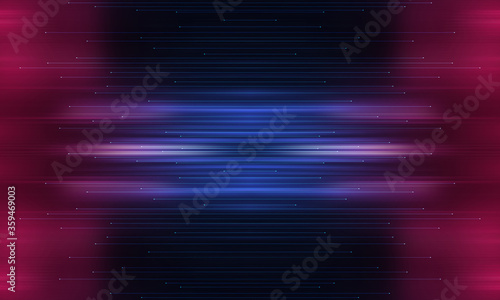 Futuristic fractal digital science technology background. Smooth lines, color gradient. Neon light, abstract reflection and perspective.