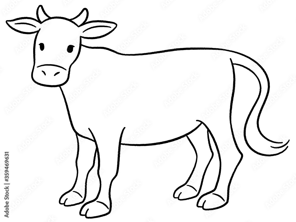牛の手描き風線画イラスト 牛の手描き風線画イラスト