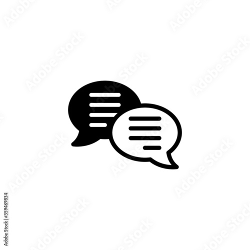 Cloud with message icon. Communication cloud icon in black flat glyph, filled style isolated on white background