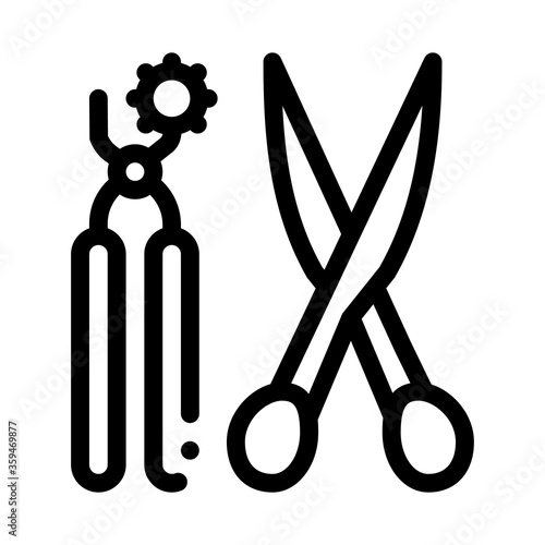 leather craft scissors and punch tool icon vector. leather craft scissors and punch tool sign. isolated contour symbol illustration