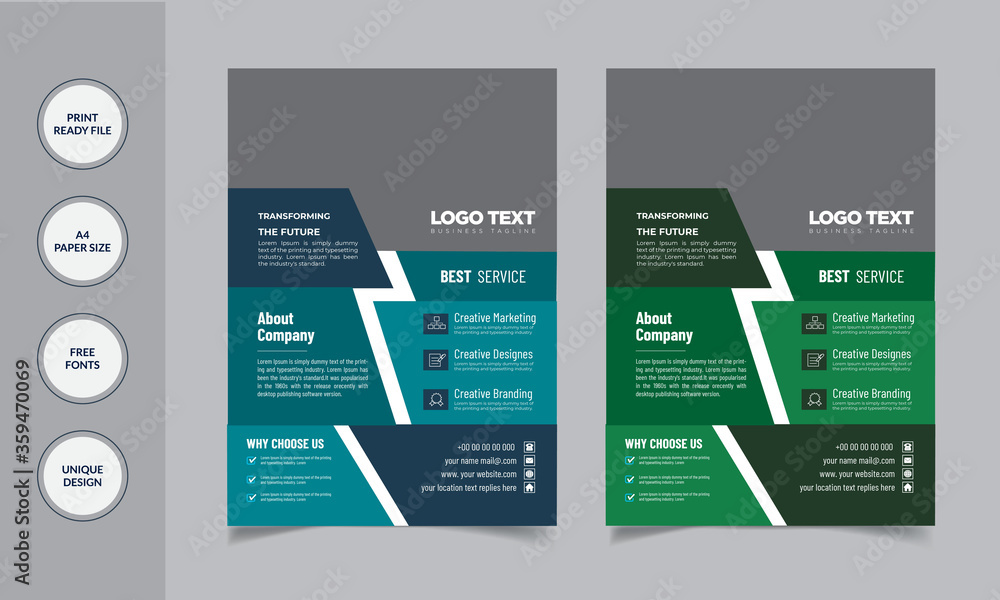 Business Flyer Template ,  Geometric  Flyer Template & Abstract Colorful vector  Design Template.