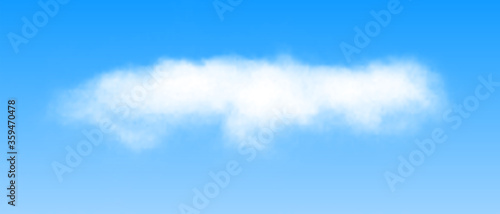 Realistic isolated cloud on blue sky background. Vector.