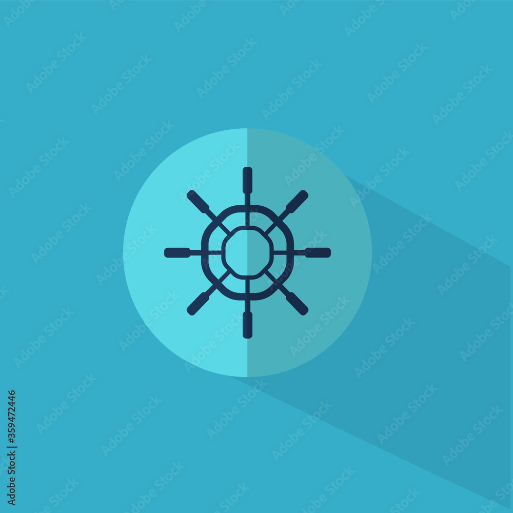Ship wheel flat icon. Boat steering wheel flat icon. Nautical symbols vector illustration. Ship wheel flat icon. Boat steering wheel flat icon. Nautical symbols vector illustration.