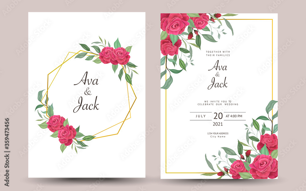 beautiful illustration of greeting card or invitation with plants and flowers.