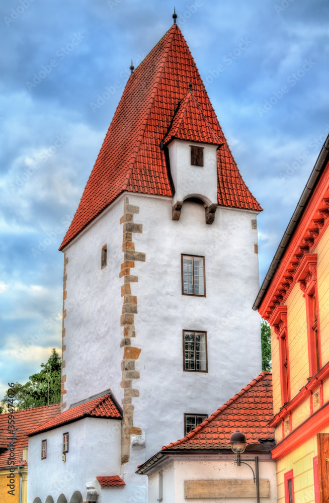 Rabenstejnska vez, a tower in the old town of Ceske Budejovice, Czech Republic