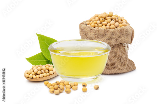 Soybean oil isolated on white background.