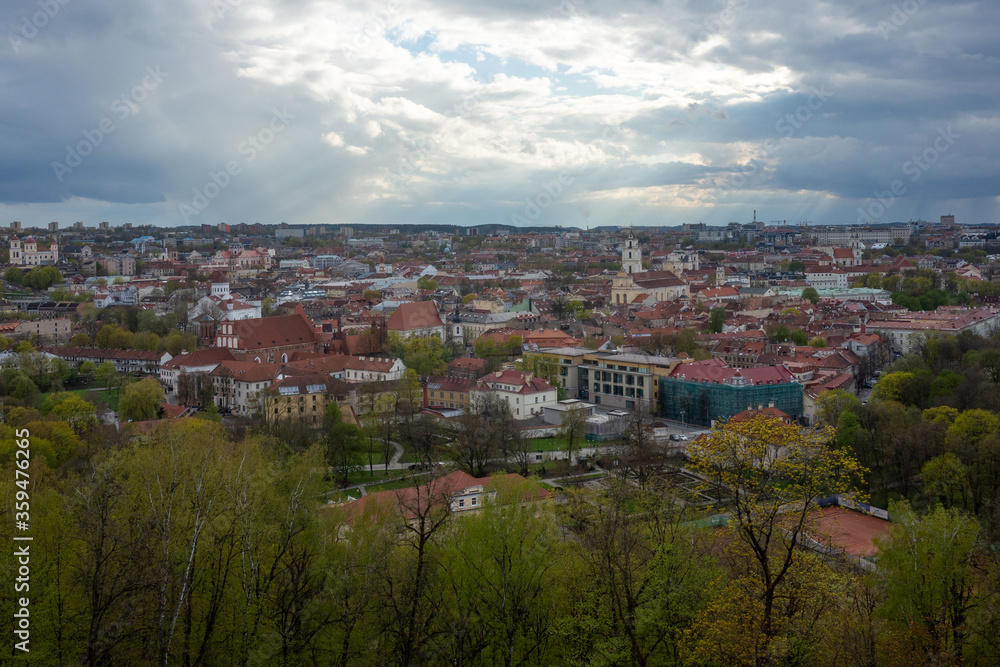 View of the old city of Vilnius from Three Cross Mountain.