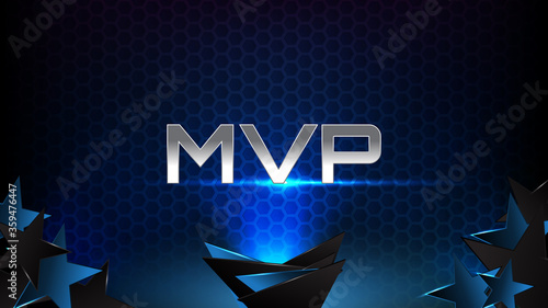 abstract background of blue futuristic technology glowing blue and black motion line and most valuable player(MVP) text