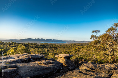 Beautiful view from the Reed Lookout in the Grampians National Park in Victoria, Australia at a sunny day in summer.