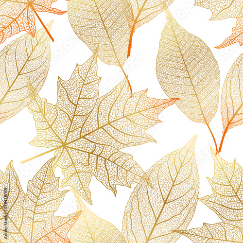 Seamless pattern with  leaf veins. Vector illustration.