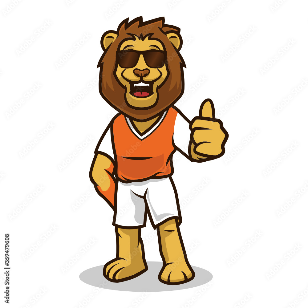 Lion smile cute mascot design illustration vector template