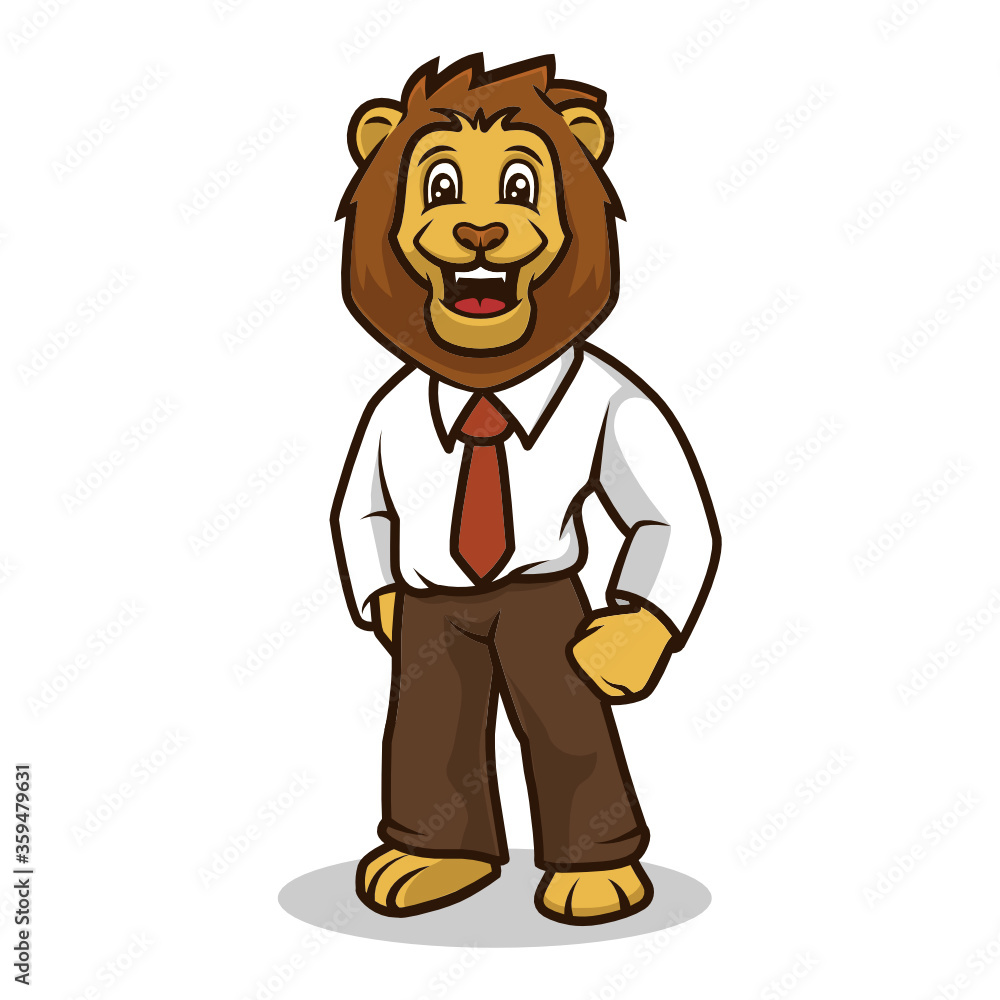 Lion smile cute mascot design illustration vector template