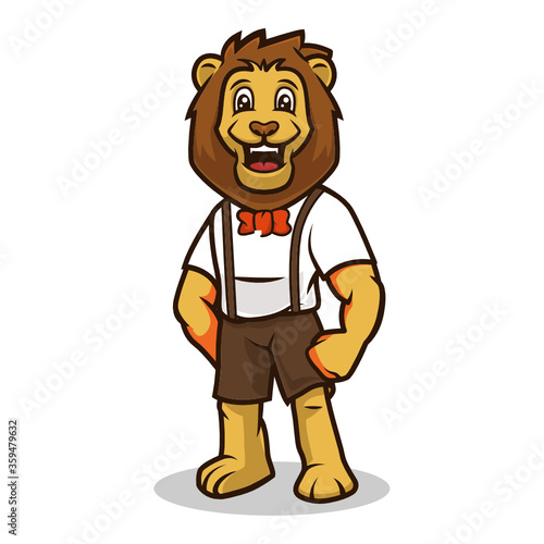 Lion smile cute mascot design illustration vector template