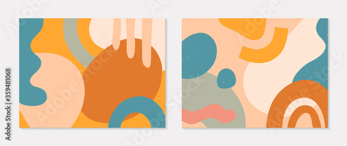 Set of modern vector collages with hand drawn organic shapes,textures and graphic elements.Trendy contemporary design perfect for prints,social media,banners,invitations,branding design,covers