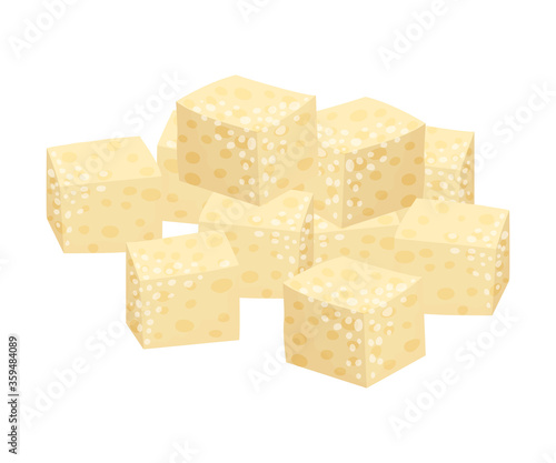 Pile of White Sugar Cubes as Sweetener for Tea and Coffee Vector Illustration