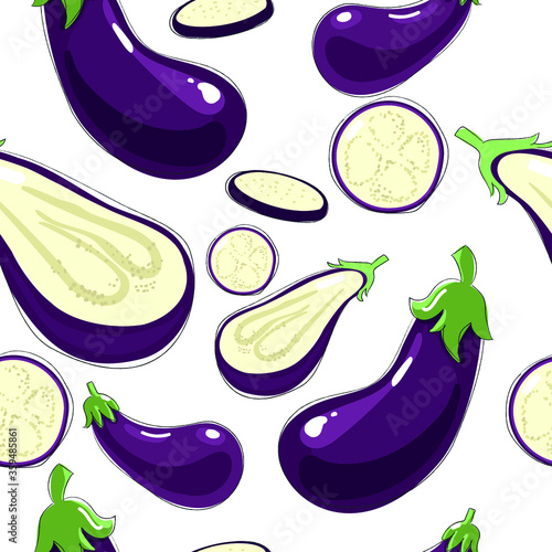 seamless pattern with vegetables eggplant