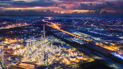 refinery industry zone at night and lighting cityscape