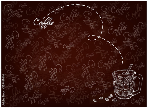 Drink and Beverage, Illustration Hand Drawn Sketch of Iced Coffee and Iced TeaIsolated on Brown Background.
