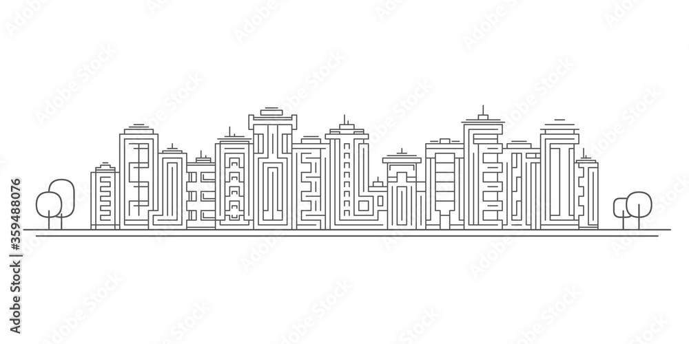 City metropolis architectural landscape .Modern city panorama .High urban skyscrapers . vector illustration.