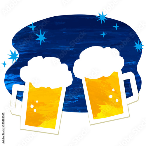 ベクター　ビールで乾杯するイラスト