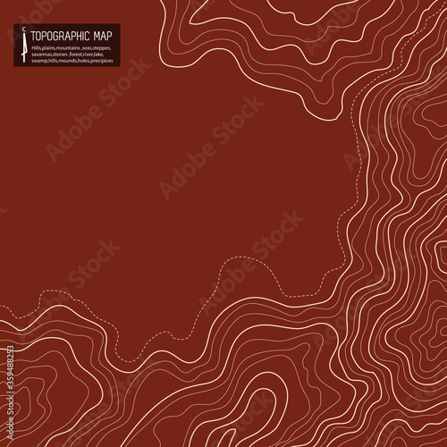 topographic map vector illustration abstract height lines isolated on a brown background