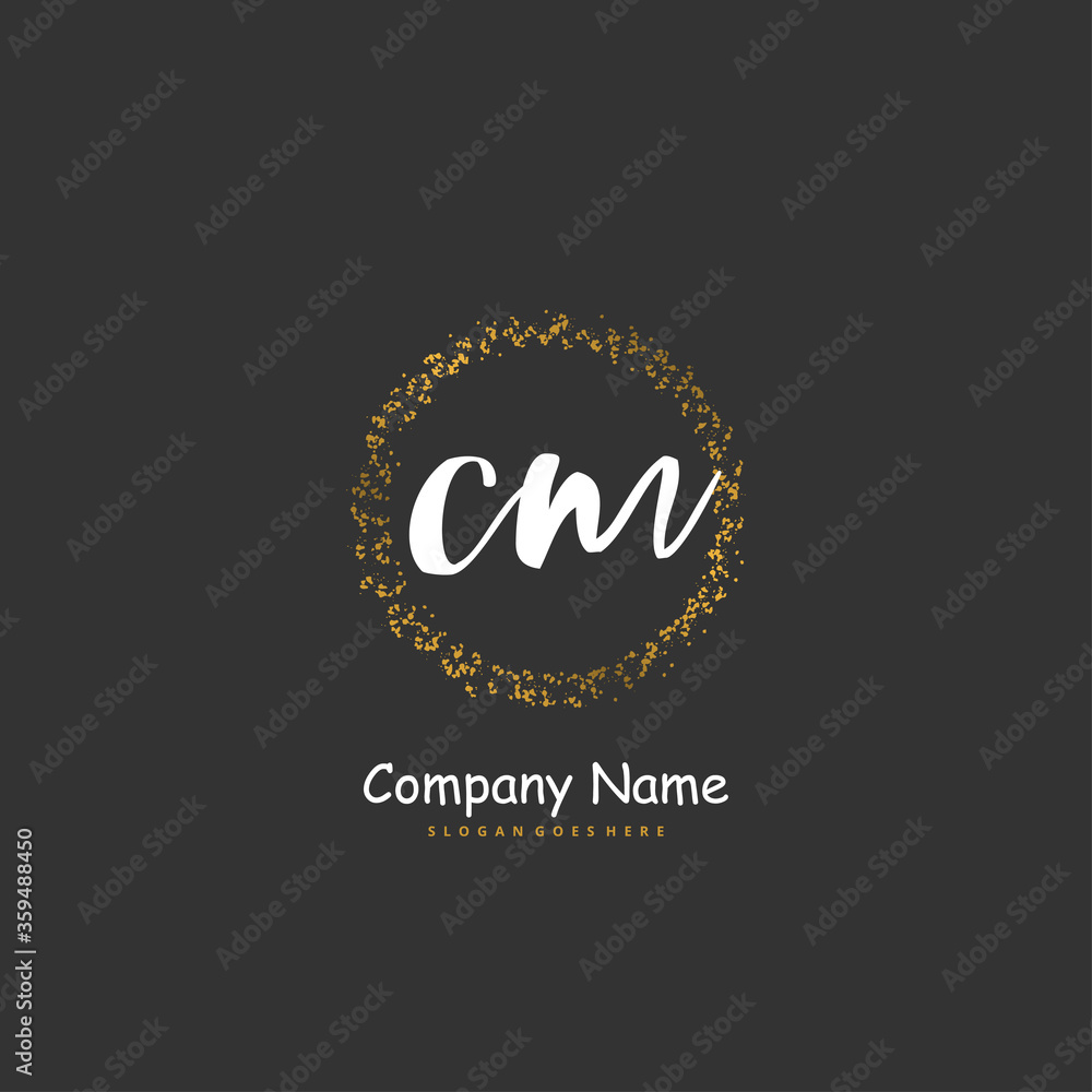 C M CM Initial handwriting and signature logo design with circle. Beautyful design handwritten logo for fashion, team, wedding, luxury logo.