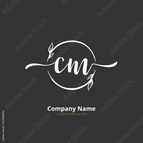 C M CM Initial handwriting and signature logo design with circle. Beautyful design handwritten logo for fashion, team, wedding, luxury logo.