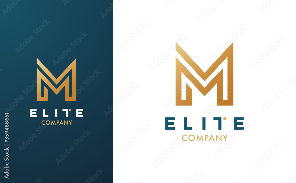 Premium Vector M Logo in two colour variations. Beautiful Logotype for luxury branding. Elegant and stylish design for your Elite company. Premium Vector M Logo in two colour variations. Beautiful Logotype for luxury branding. Elegant and stylish design for your Elite company.
