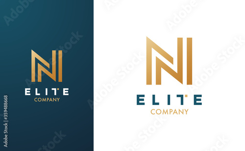 Premium Vector N Logo in two colour variations. Beautiful Logotype for luxury branding. Elegant and stylish design for your Elite company.