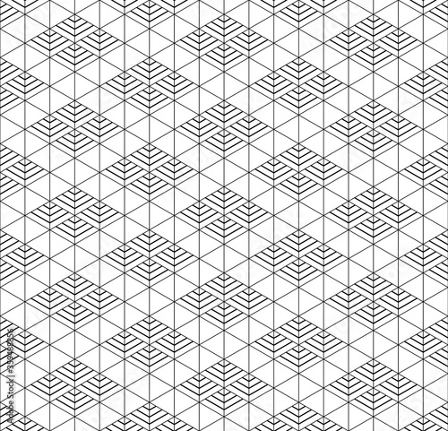 Seamless traditional Japanese ornament Kumiko.Black and white.