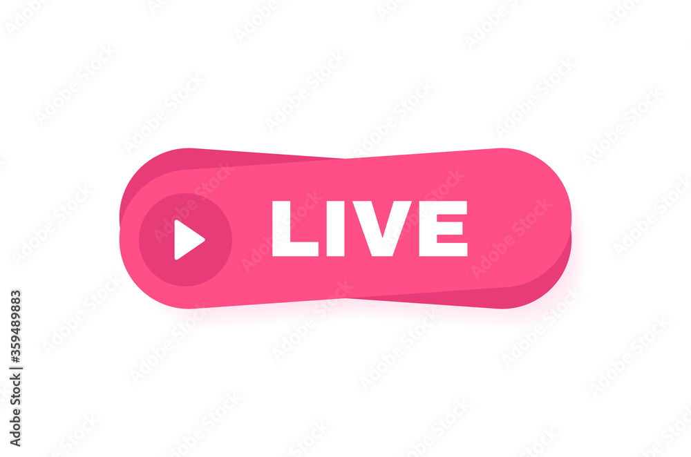 Live streaming label. Button for live streaming, broadcasting, online stream. Modern Vector illustration Live streaming label. Button for live streaming, broadcasting, online stream. Modern Vector illustration