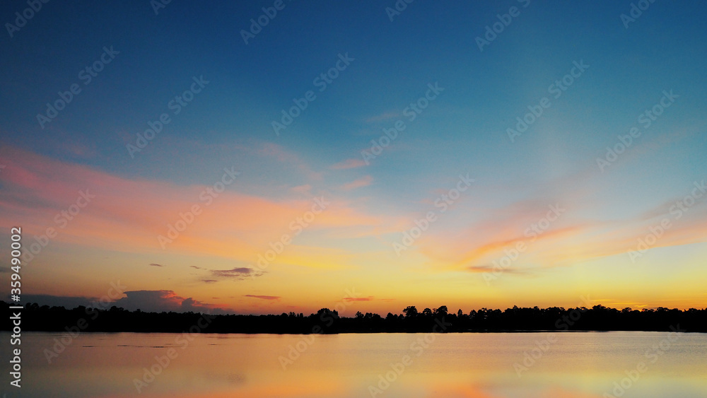 Beautyful vanila sky, Background sky vanilla shades at sunset, pink red Yellow and amber color of the sky