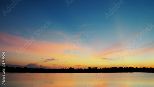 Beautyful vanila sky, Background sky vanilla shades at sunset, pink red Yellow and amber color of the sky