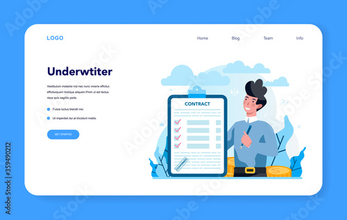 Underwriter web banner or landing page. Business insurance