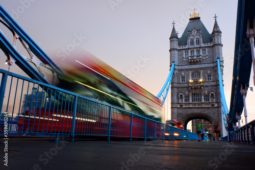Photography Blur Red Bus Passing on London Tower Bridge Long Exposure Lower Angle