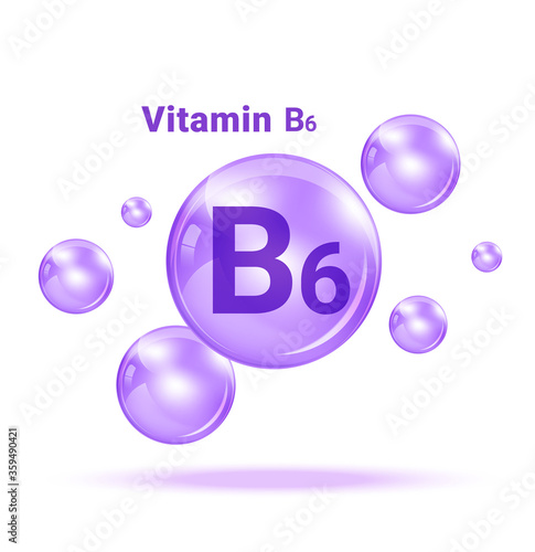 Vitamin B6  Graphic Medicine Bubble on white background Illustration. Health care and Medical Concept Design.