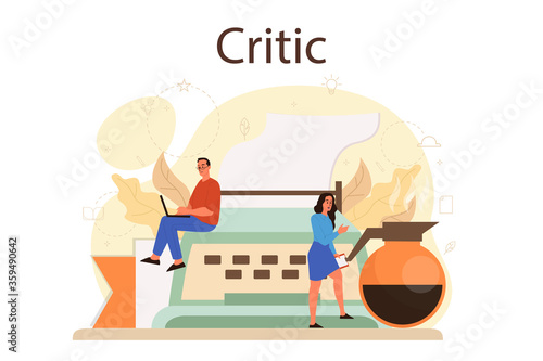 Professional critic concept. Journalist making review and ranking food