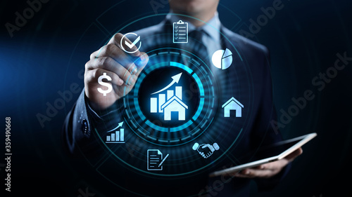 Property management Is the operation, control, and oversight of real estate. Business concept.