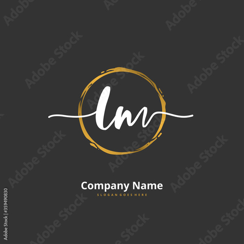 L M LM Initial handwriting and signature logo design with circle. Beautiful design handwritten logo for fashion, team, wedding, luxury logo.