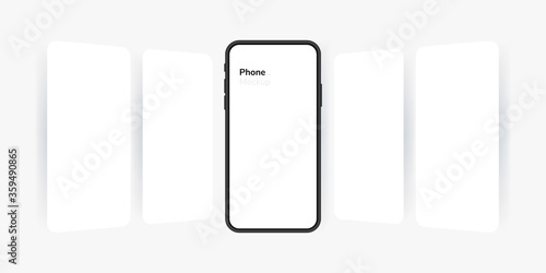 Smartphone blank screen, phone mockup. Carousel style phone screen. Template for infographics or presentation UI design interface
