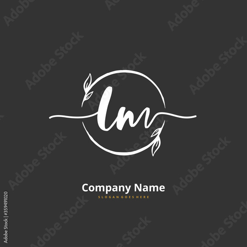 L M LM Initial handwriting and signature logo design with circle. Beautiful design handwritten logo for fashion, team, wedding, luxury logo.