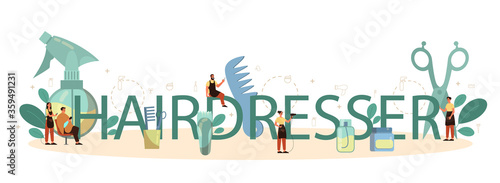 Hair stylist typographic header concept. Idea of hair care in salon.