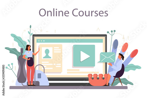 Manicurist service online service or platform. Beauty salon worker.