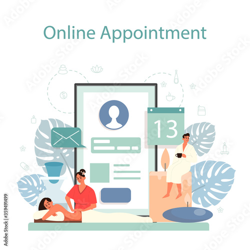 Massage and masseur online service or platform. Spa procedure