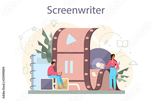 Screenwriter concept. Person create a screenplay for movie. Author