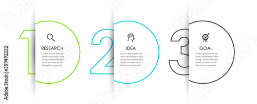 Vector Infographic thin line design with icons and 3 options or steps. Infographics for business concept.