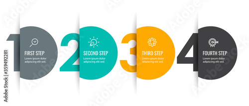 Print op canvas Vector Infographic label design with icons and 4 options or steps