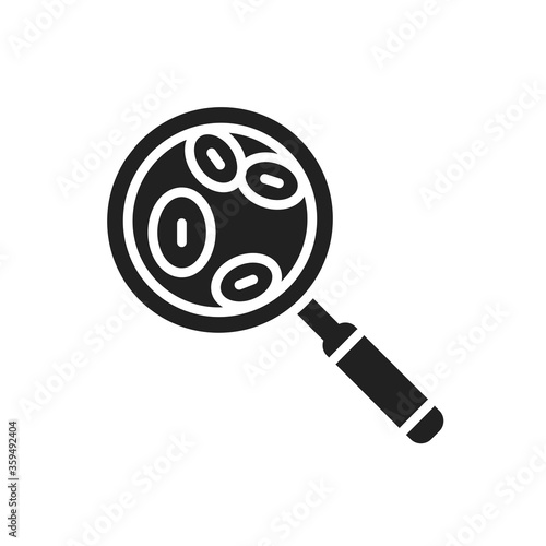 Blood check black glyph icon. Medical examination concept. Pictogram for web, mobile app, promo. UI UX design element.