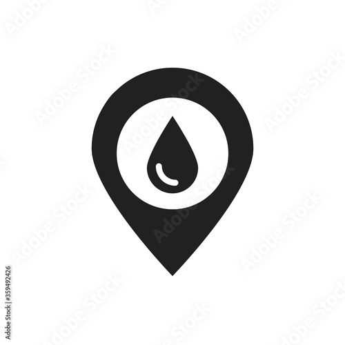 Blood bank location black glyph icon. Transfusion,donation, charity concept. Pictogram for web, mobile app, promo. UI UX design element.
