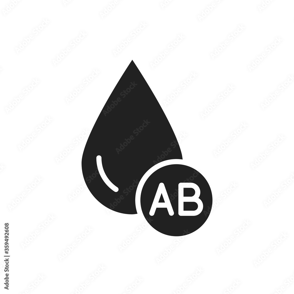 AB blood group black glyph icon. Donorship concept. Pictogram for web, mobile app, promo. UI UX design element. AB blood group black glyph icon. Donorship concept. Pictogram for web, mobile app, promo. UI UX design element.
